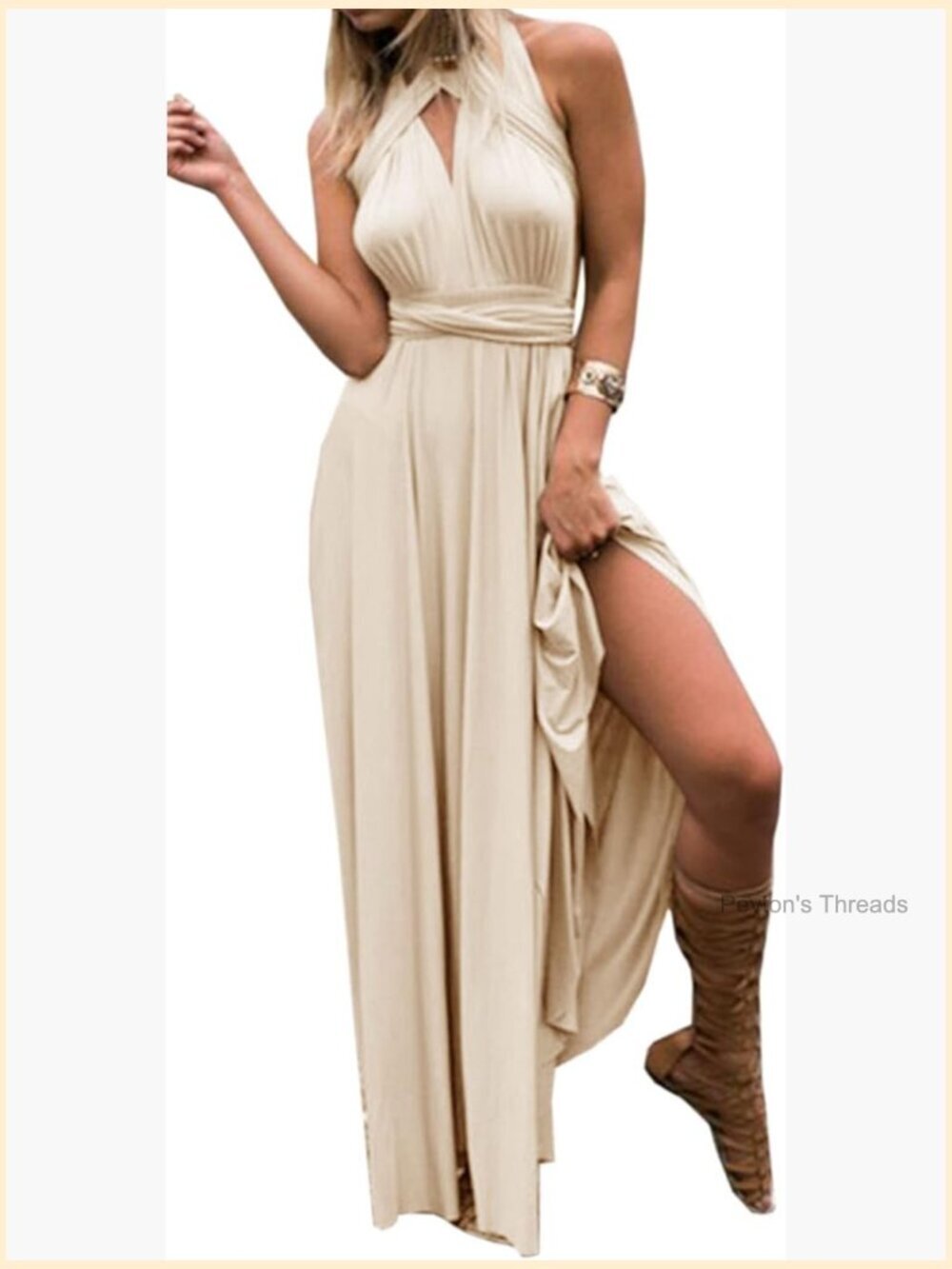Backless Wrap Gown Dress Convertible Multi-Way Halter Cocktail Bridesmaid Long